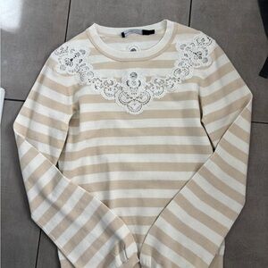 Karen Millen Striped Sweater with Lace Details worn once size large